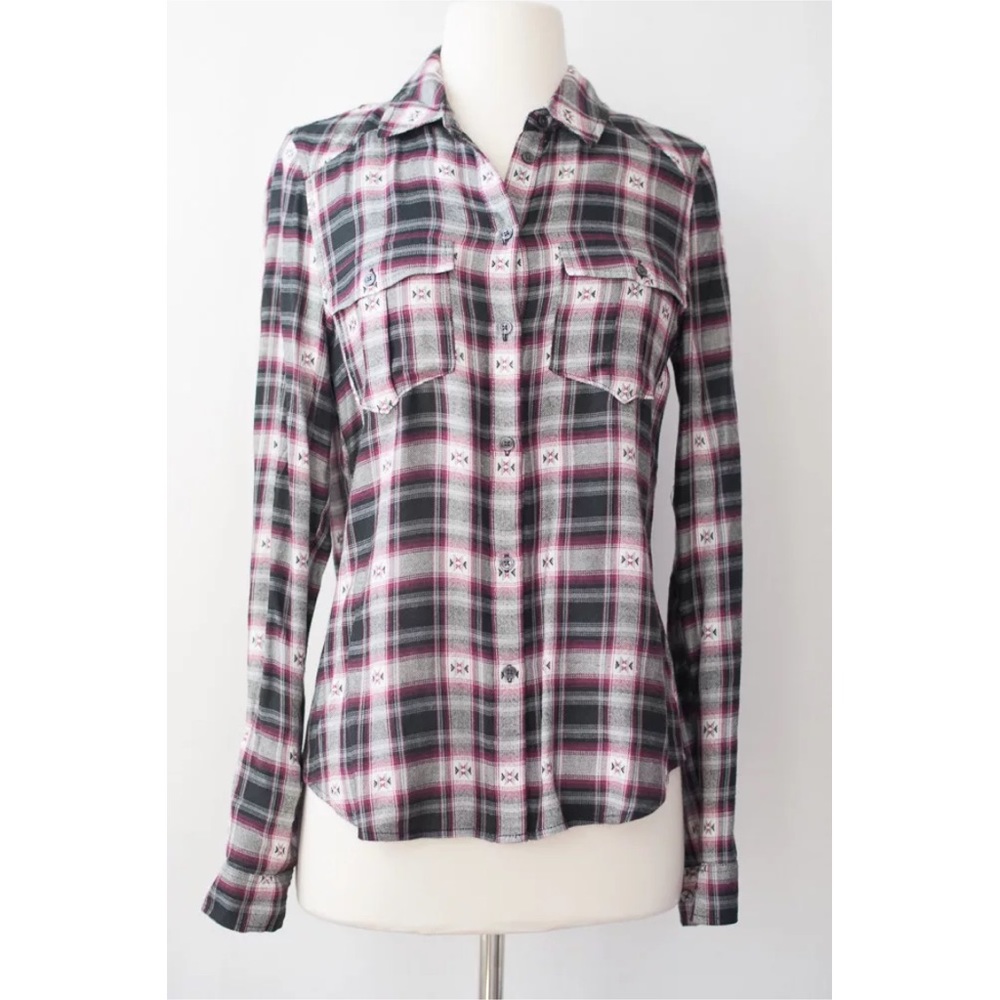 NEW Paige Mya Plaid Lightweight Button Down Shirt - Picture 1 of 6
